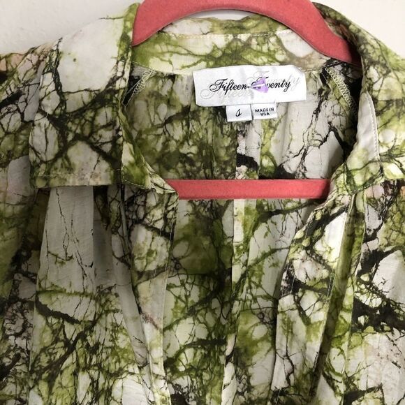 Revolve Fifteen Twenty Silk pajama style Sheer Natural Print Top Small - Picture 16 of 16